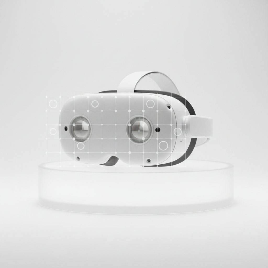 A person using an Apple Vision Pro with magnified text and object descriptions